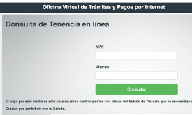 Formulario tenencia vehicular en Tlaxcala